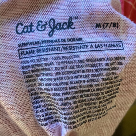 Cat & Jack tee shirt & shorts pajamas PJ’s outfit set top & bottom pink & green​ - Picture 4 of 5